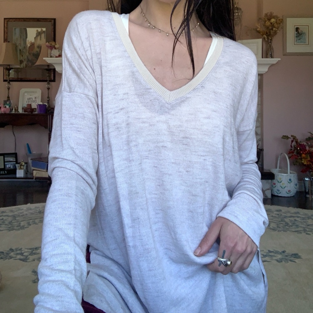 Wilfred Sherbrooke grey and beige v-neck sweater